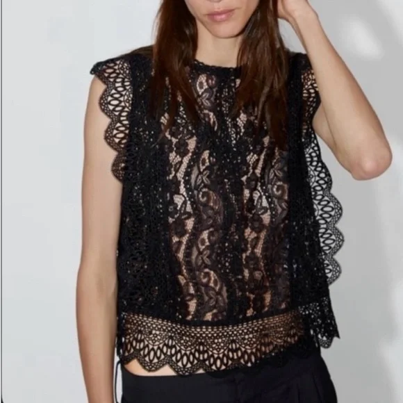 NWT Zara Black Lace Top - Picture 14 of 16